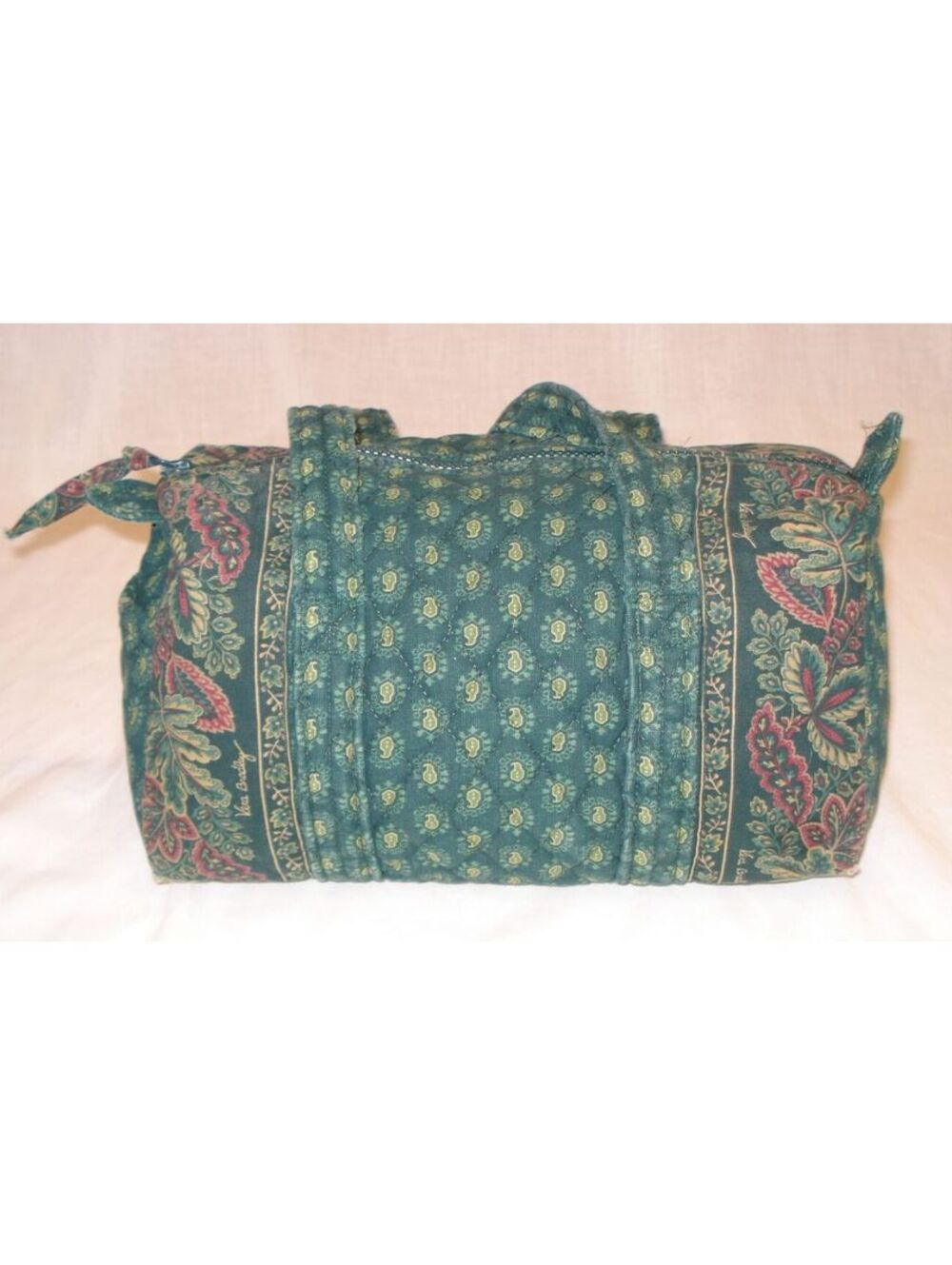 Vintage 1998 Vera Bradley Retired Greenfield Green & Tan Leaf Fall Print 100 Bag